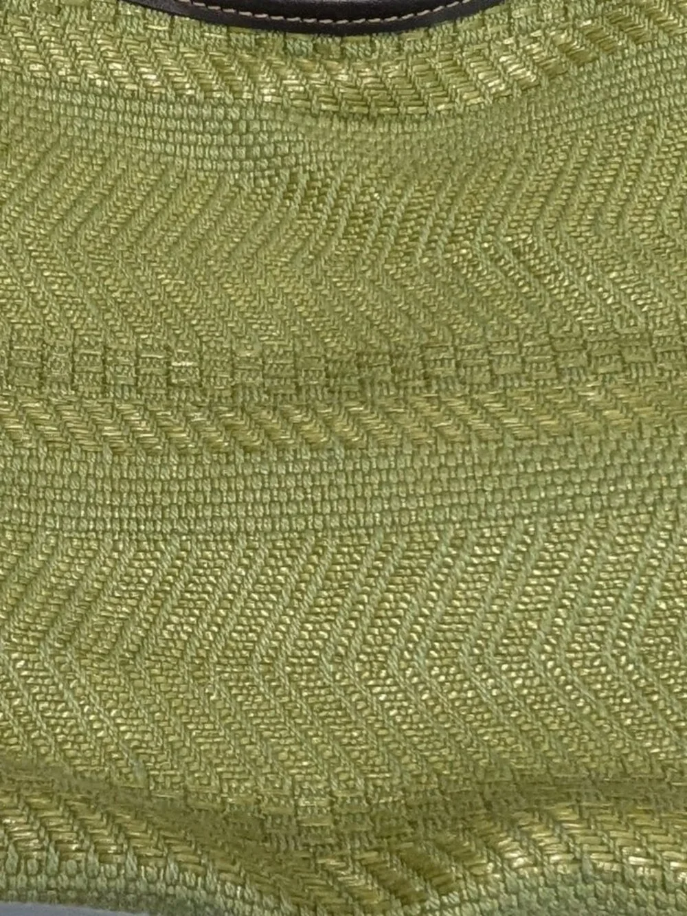 Worthington Green Cotton Woven Hobo Shoulder Bag with Brown Leather Accents